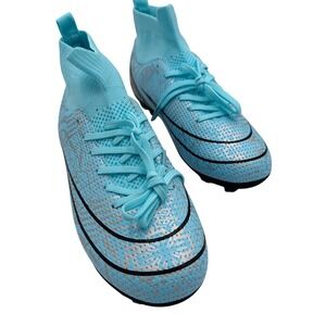 Cyan Silver High Top Soccer Cleats Mens/Boys Size 4.5 EU 36 Football Sport